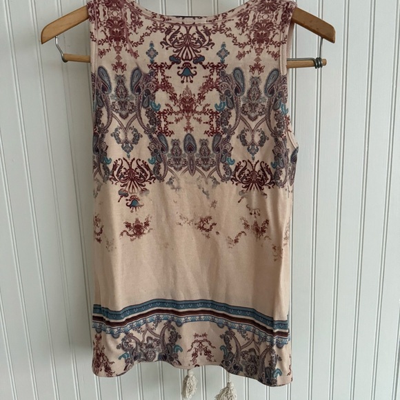 Bohemian Top Size Medium with tassels - Cream and Blue - Picture 4 of 5